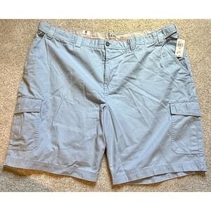 NWT Izod Men's Flat Front Saltwater Shorts Cotton Powder Blue Size 50W